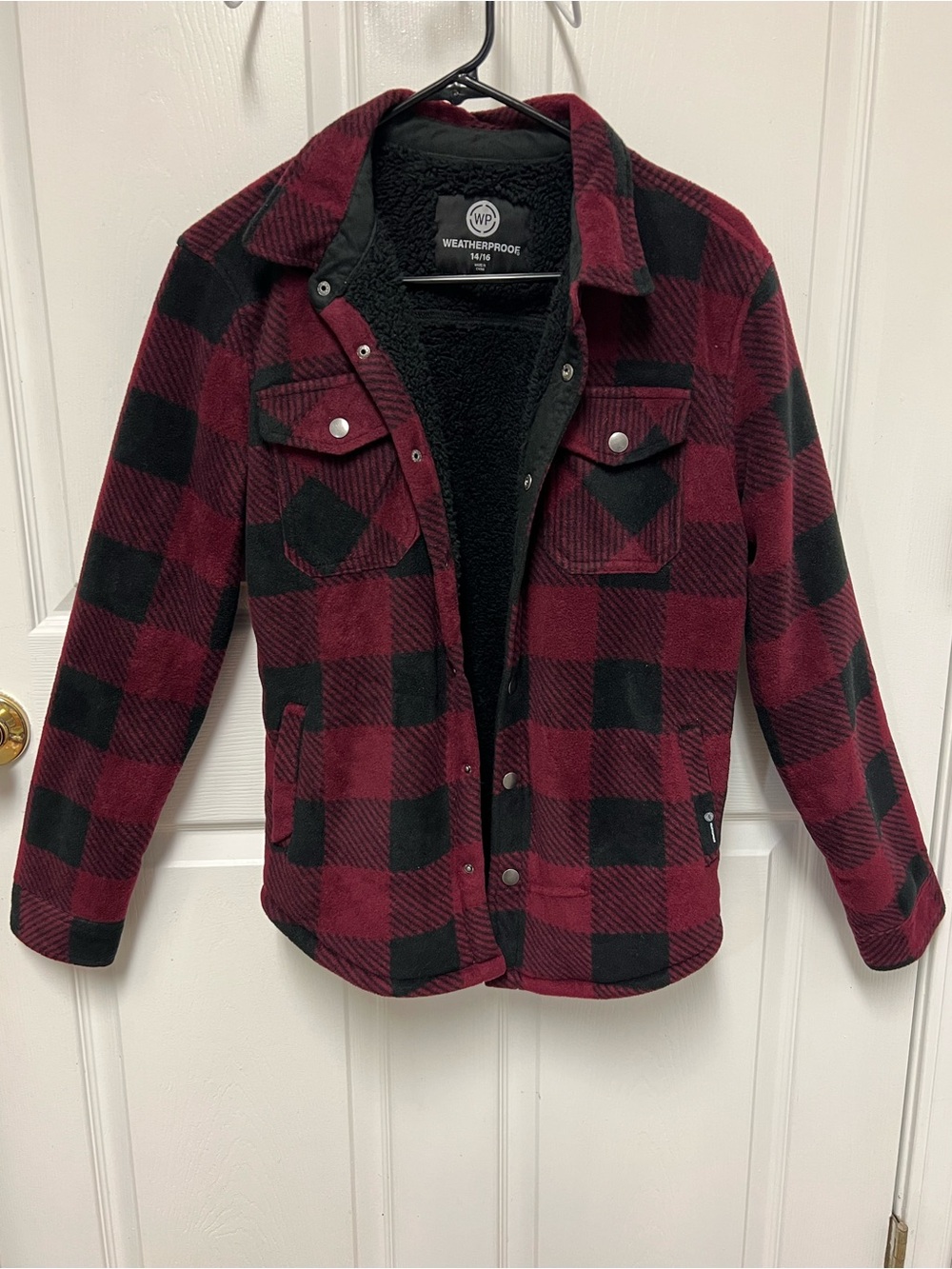 Weatherproof Teen Red Check Sherpa-Lined Shirt Jacket
